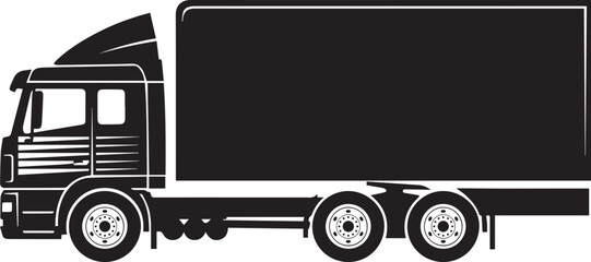 Dry Van Truck Silhouette vector black on a white background