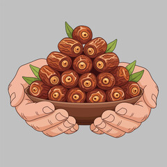 Hands Holding Bowl of Dates for Ramadan Iftar