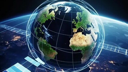 Global Satellite Network and Earth from Space. - Powered by Adobe