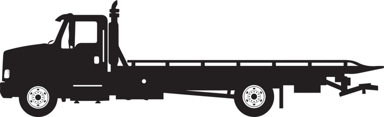 Flatbed Tow Truck Silhouette vector black on a white background