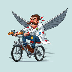 Flying Bicycle Inventor Mad Scientist