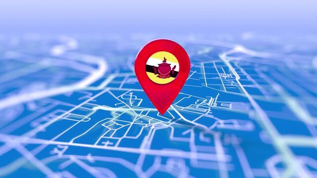 Brunei Flag Pin Location On Digital Map Revealing By Cloth