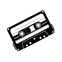 Obraz premium cassette tape icon in black and white color scheme