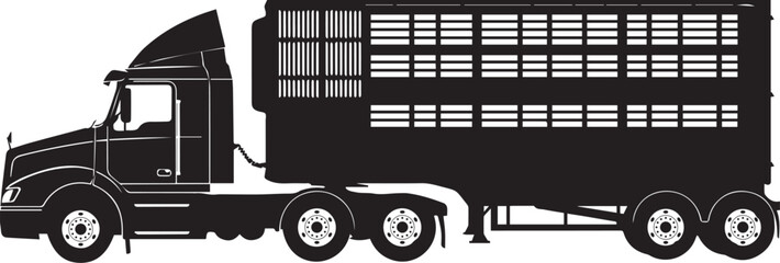 Curtain Side Truck Silhouette vector black on a white background