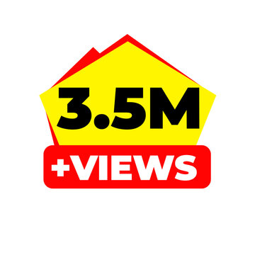 3.5M Views Engagement Rise Counter PNG, Social Growth Badge Icon, Audience Reach Label Design, Trending Content Tag Graphic, Viewer Stats Sticker PNG, Real Influence Symbol