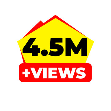 4.5M Views Digital Boost Counter PNG, Audience Engagement Badge Graphic, Engagement Highlight Label Design, Trending Tag Icon, Viewer Stats Sticker PNG, Real Impact Symbol