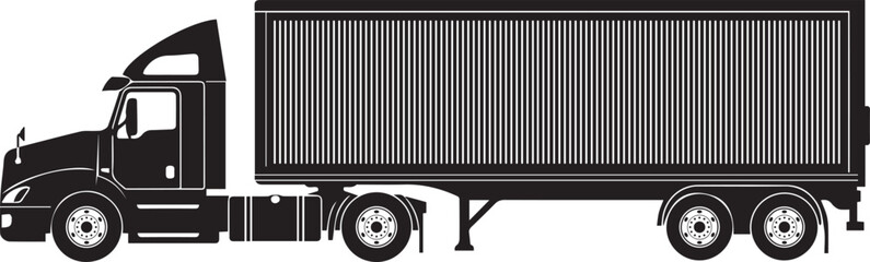Container Truck Silhouette vector black on a white background