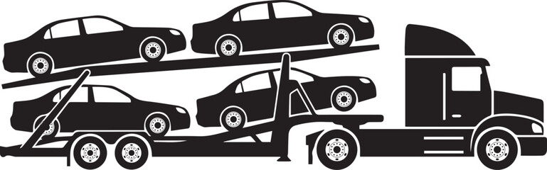 Car Carrier Truck Silhouette vector black on a white background