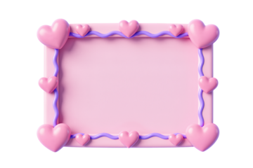 Pink heart-shaped frame with purple wavy border