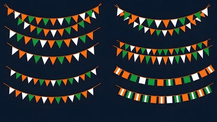 Irish flag colorful pennant banners for st Patrick's day celebrations