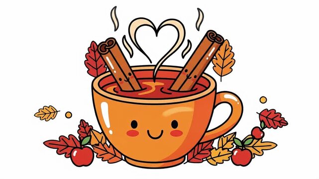 Cozy Autumn Drink Illustration: A Heartwarming Seasonal Delight.