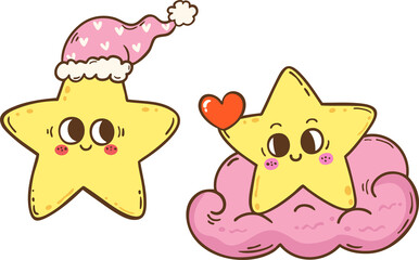 Fototapeta premium cute star concept valentine's day cartoon hand drawn