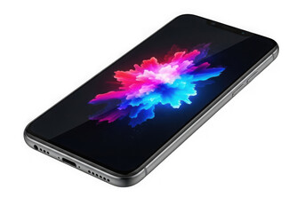 Modern smartphone with vibrant abstract wallpaper