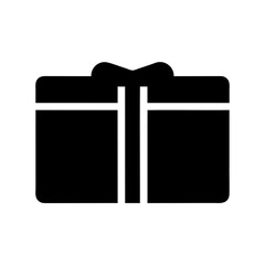 Stylized icon representation of a gift or present with ribbon tied bow