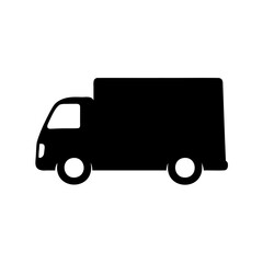 Silhouette illustration of a delivery van for transportation or logistics concept