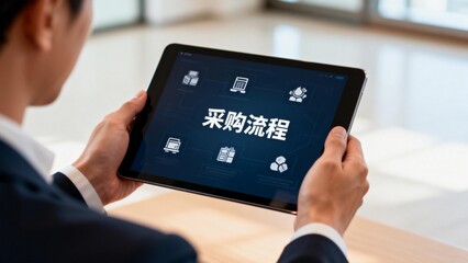 Businessman using tablet for procurement process