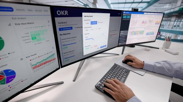 Analyst Using OKR Dashboard For Alignment