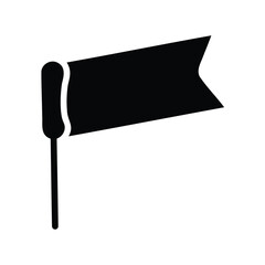 Simple black flag icon with a pole waving in the wind graphic