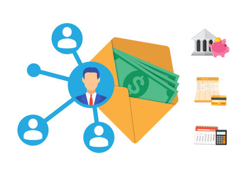 Financial Referral Program and Payroll Concept Stock Illustration
