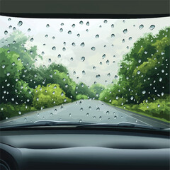  Rainy Day Driving Through Green Landscape