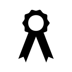 Silhouette image of a traditional award ribbon with circular center area