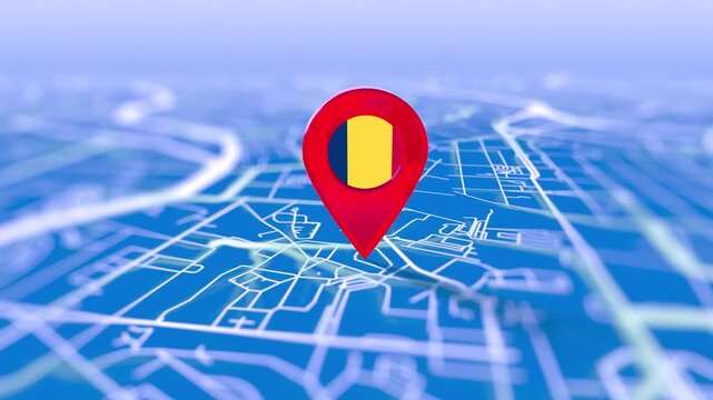 Chad Flag Pin Location On Digital Map Revealing By Cloth