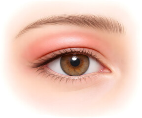 Obraz premium Swollen Red Eyelid Caused by Eye Stye, Eye Health Medical Illustration