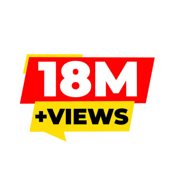 18M viewer recognition sticker, digital traffic badge, creator popularity icon, streaming growth mark, engagement tracker