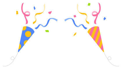 パーティークラッカーのセット、イラスト、アイコン、デコレーション素材	