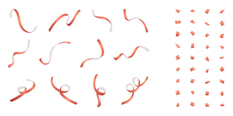 赤色のテープと紙吹雪のセット、デコレーション素材	