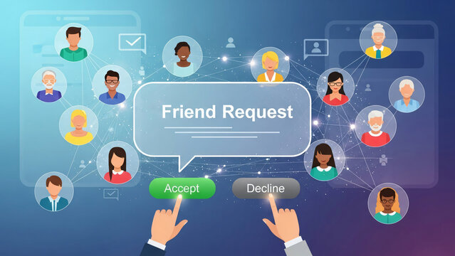 Friend Request Inclusive Digital Communication Concept Reflecting Modern Relationships