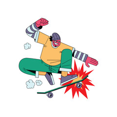 Skater Ollie Jump Trick