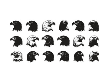 Obraz premium collection of various eagle head silhouettes in different poses