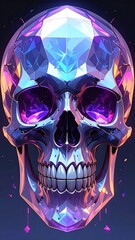 A crystal skull with a colorful, iridescent sheen