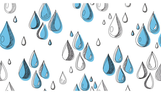 Hand drawn water drops seamless pattern doodle vector