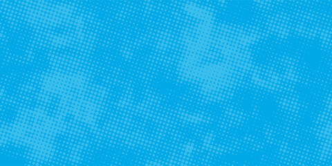 Fototapeta premium Abstract halftone dots on blue background. Comic pop art style blank layout. Template design for comic book, presentation, sale or web banner. abstract decoration