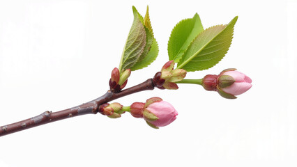 Spring Cherry Blossom Design Elements Collection Isolated on White