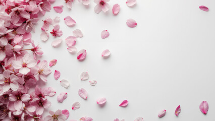 Spring Cherry Blossom Design Elements Collection Isolated on White