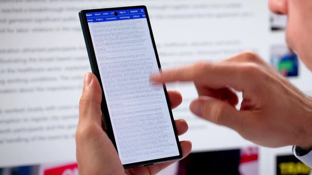 Watching Online News Article On Mobile Phone And Laptop