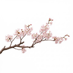Spring Cherry Blossom Design Elements Collection Isolated on White