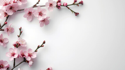 Spring Cherry Blossom Design Elements Collection Isolated on White