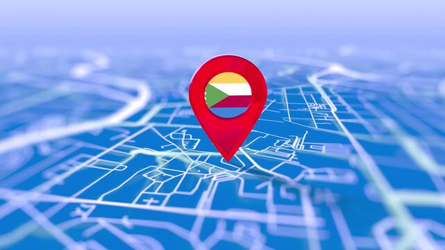 Comoros Flag Pin Location On Digital Map Revealing By Cloth