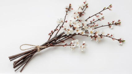 Spring Cherry Blossom Design Elements Collection Isolated on White