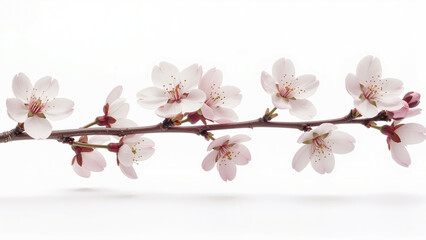 Spring Cherry Blossom Design Elements Collection Isolated on White