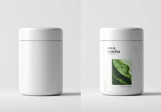 Minimalist Matcha Tea Packaging Mockup PSD