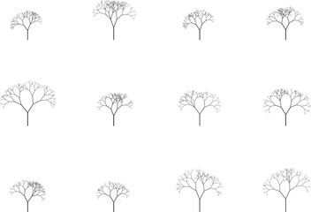 Fototapeta premium Minimalist Generative Tree Silhouette - Procedural Growth Vector