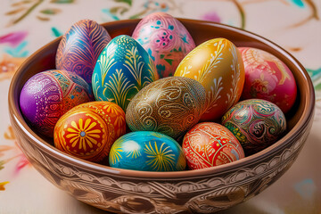 F&uuml;r Ostern bunt verzierte Eier