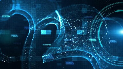 Futuristic abstract technology background featuring a digital binary code pattern with glowing circuit elements and fractal light energy for a high-tech data communication concept - Powered by Adobe