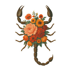 Fototapeta premium PNG Scorpion adorned with flowers
