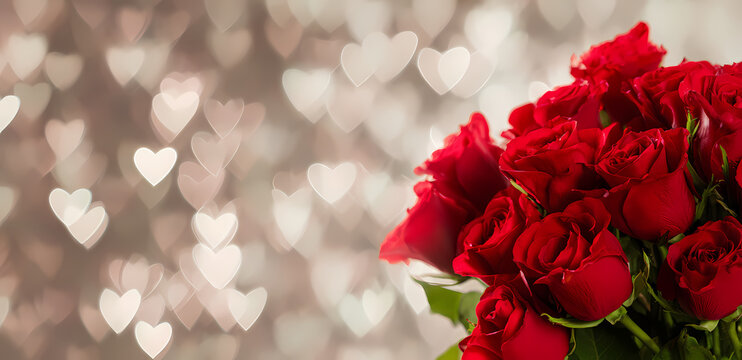 Valentinstag Sale Banner mit roten Rosen und Herzlichtern f&uuml;r Geschenkideen Blogpost